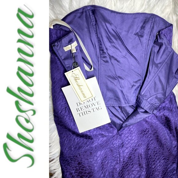 NWT SHOSHANNA 100% Silk Strapless Purple Snakeprint Mini Dress, Size 8 - Picture 8 of 13